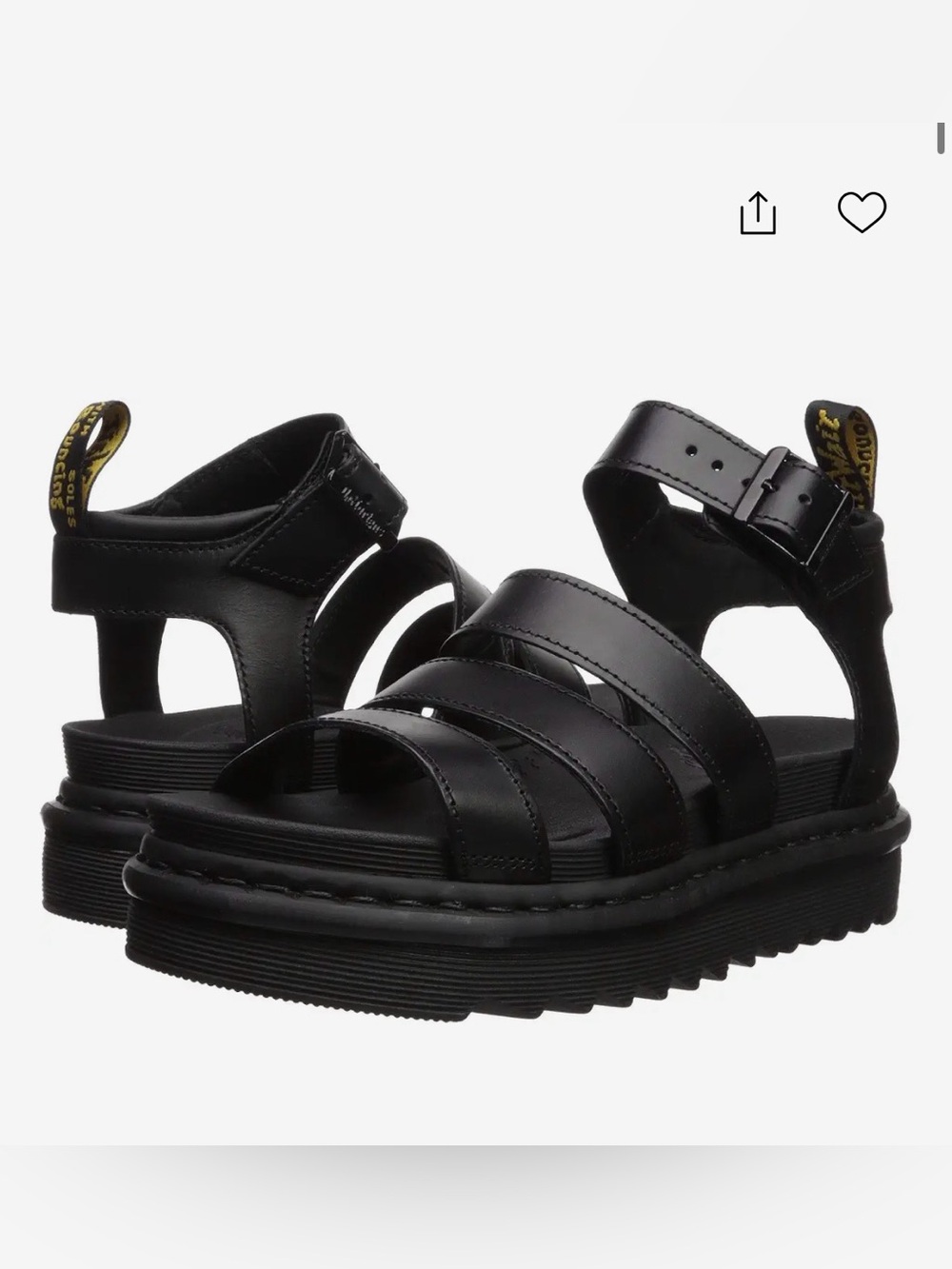 Dr. Martens Blair Black Leather Platform Strappy Sandals